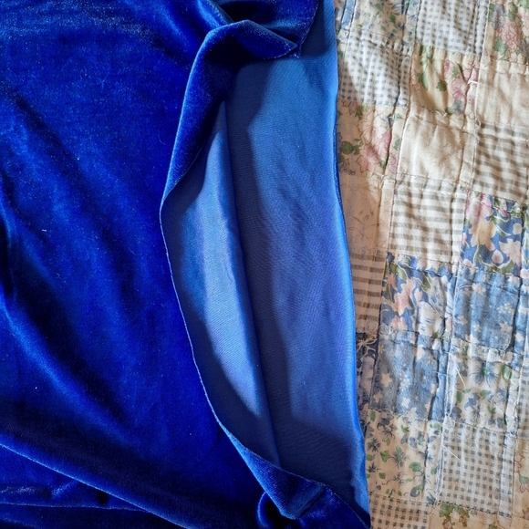 Zenana NWT velvet wide leg elastic waist pants size large blue color - Picture 3 of 10